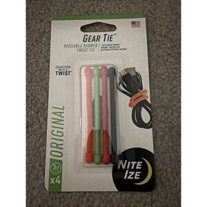 Nite Ize GearTie Reusable 3 in. Rubber Twist Tie 4 Pack Orange/Green/Red/Black